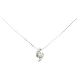 Autre Marque Pt900/Pt850 Diamond Necklace Silvery