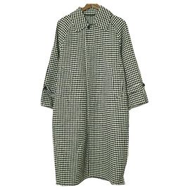Autre Marque H BEAUTY&YOUTH CHECK RAGLAN COAT Wool Nylon Coat Black