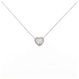 Autre Marque Platinum Diamond Heart Necklace Silvery