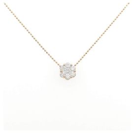 Autre Marque Au750 Flower Diamond Necklace Pink