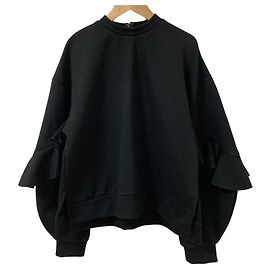 Autre Marque KEITA MARUYAMA ENFOLD RAFFLE-SLEEVES Pullover Black