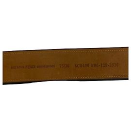 Fendi Pequin Canvas Leather Belt Brown Black