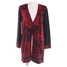 Cardigã de lã e seda LEONARD FASHION Preto Vermelho