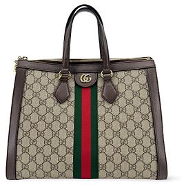 Gucci Ophidia Top Handle GG Coated Canvas Medium Brown