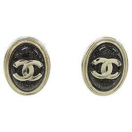 Boucles d'oreilles puces Chanel ABG125 Noir Doré