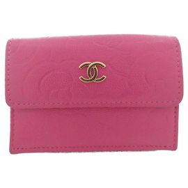 Cartera tri-fold Chanel AP0116 de piel de becerro granulada rosa Rosa