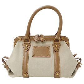 Louis Vuitton Canvas Handbag Beige Yellow