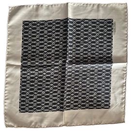 Lenço de seda Hermès Preto Bege