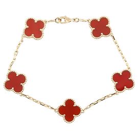 Van Cleef & Arpels Vintage Alhambra Karneol 5P Armband Rot Golden