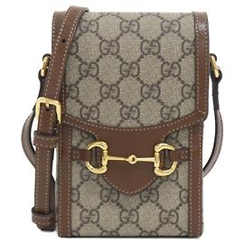 Bolsa de Ombro Gucci Horsebit 1955 Marrom Bege