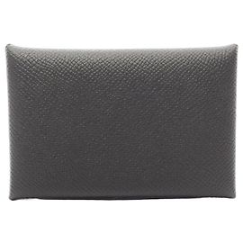 Hermès Hermes Calvi Coin Purse in Black Epsom Leather Black