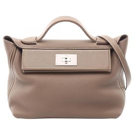 Hermès Hermes Sac 24 29 2WAY Handbag Braun Taupe