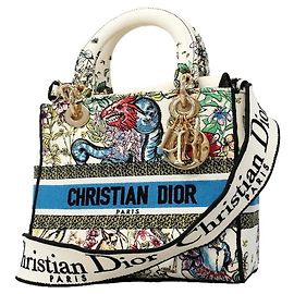 Sac à main Christian Dior Lady D-Light en toile multicolore Multicolore