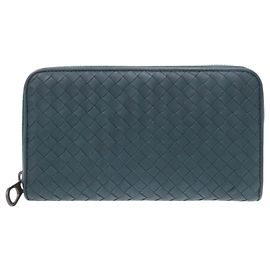 Bottega Veneta Intrecciato Leather Long Wallet Blue
