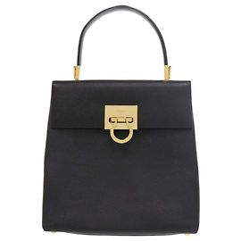Sac à main en cuir Gancini Salvatore Ferragamo Noir