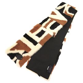 Louis Vuitton Echarpe Vison LV Intarsia Scarf Brown Black Multiple colors Cream