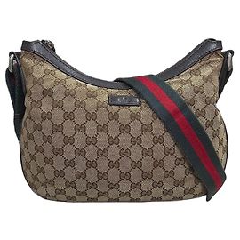 Bolsa Gucci Half Moon Hobo GG Supreme Marrom Bege