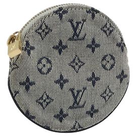Porta-moedas redondo Louis Vuitton Mini Lin Azul