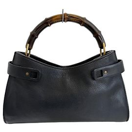 Borsa Gucci Bamboo Top Handle Pelle Nera Nero
