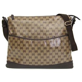 Borsa Messenger Gucci con tasca frontale in tela GG e pelle Medium Beige