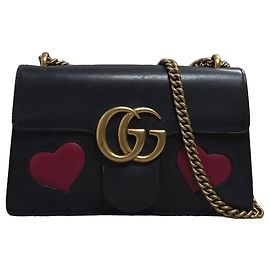Borsa a tracolla Gucci GG Marmont Heart Pelle Nera Nero
