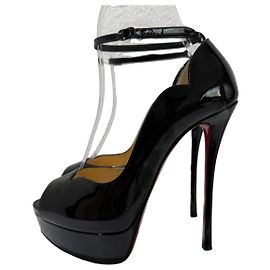 Christian Louboutin Round Chick Alta 150 Lackleder Peep-Toe Pumps Schwarz Schwarz