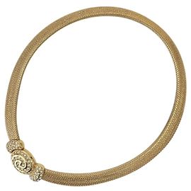 Collier ras-du-cou vintage Christian Dior avec strass Doré