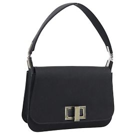 GUCCI Schultertasche Satin Black Silver Auth 206225A Schwarz Silber