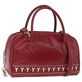 Autre Marque SAINT LAURENT Handtasche Leder 2way Rot Gold Authentisch 206113V Rot Golden