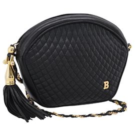 Bolsa de Ombro com Corrente Bally em Couro Preto e Tom Dourado Auth BA16147 Preto Outro