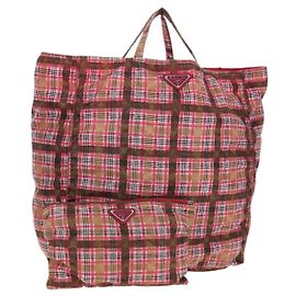 Bolso Eco PRADA Nylon Rosa Plata Auth 203684A Plata Rosa