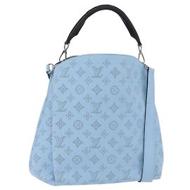 Sac LOUIS VUITTON Monogram Mahina Babylone PM Ice blue M50907 LV Auth 203195V Bleu clair