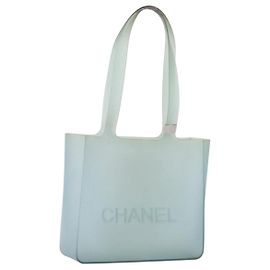 Sac Cabas CHANEL Rubber Green Silver CC Auth bs37074 Argenté Vert