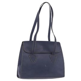 LOEWE Tote Bag Leder Gold Blue Auth bs37329 Blau Golden