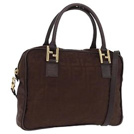 Borsa a mano FENDI Zucca Canvas 2way Brown Gold Tone Auth mr2984A Marrone Altro