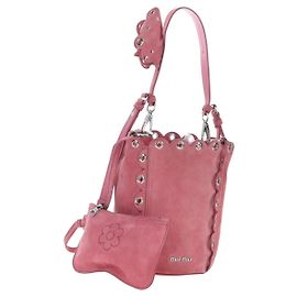 Borsa a tracolla Miu Miu Suede Pink Silver Auth 204837A Argento Rosa