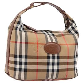 Borsa a mano Burberrys Nova Check Canvas Beige Gold Auth ep16229 Beige D'oro