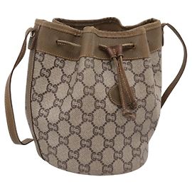 Borsa a tracolla GUCCI GG Plus Supreme PVC Beige Gold Auth ka6356 Beige D'oro