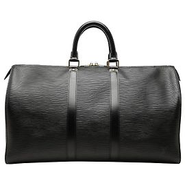 Black Louis Vuitton Epi Keepall 45 Travel Bag Black