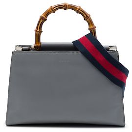 Borsa Gucci Nymphaea Small in pelle di vitello grigia con bambù e Web Grigio