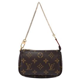 Brown Louis Vuitton Monogram Mini Pochette Accessoires Handbag Brown