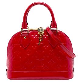 Red Louis Vuitton Monogram Vernis Alma BB Satchel Red