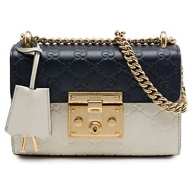 Borsa a Tracolla Gucci Small Bicolor Guccissima Padlock Nera Nero