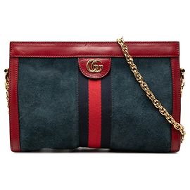 Borsa a tracolla Gucci Small Suede Web Ophidia Chain Blu Blu