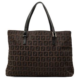 Brown Fendi Zucchino Canvas Handbag Brown