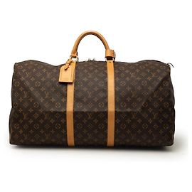 Borsa da viaggio Louis Vuitton Monogram Keepall 60 Marrone Marrone