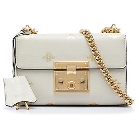 Bolso bandolera Gucci Small Leather Bee Star Padlock blanco Blanco