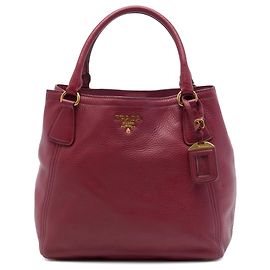 Bolsa Tote Satchel Conversível Aberta Prada Vitello Daino vermelha Vermelho