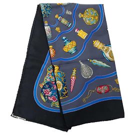 Blue Hermès Qu Importe Le Flacon Silk Scarf 90 Scarves Blue