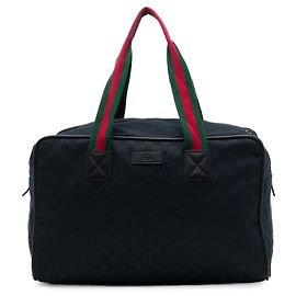 Gucci GG Canvas Web Reisetasche Schwarz Schwarz